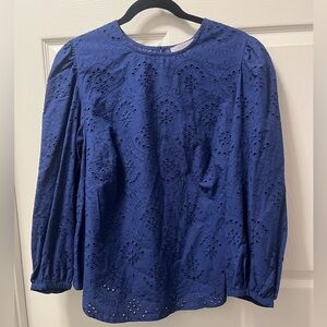 12 Thompson Women’s Navy Blue Plus Size Eyelet Blouse. Size 1X